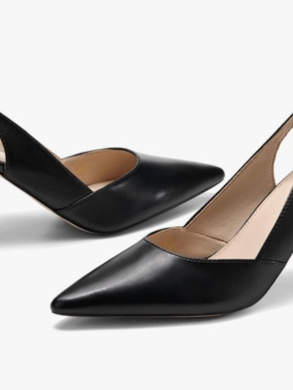 Black Women's Slingback Kitten Heels Closed Pointed Toe Backless Wedding Party - Picture 4 of 7